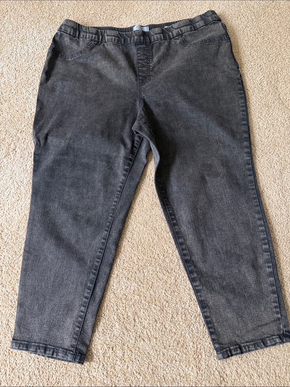 LOGO by Lori Goldstein Brown Pull on Cropped Jeans